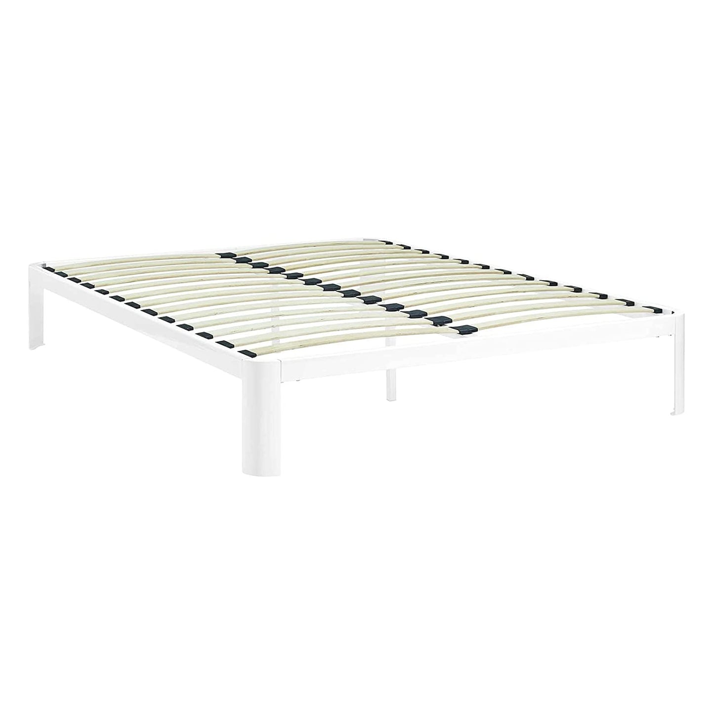 bed frames | CasaFoyer Corinne Queen Bed Frame | Sleek Design | Robust Steel Frame | Slatted Wood Support System | Fits Memory Foam, Spring, Latex, Hybrid Mattresses | Non-Marking Foot Pads | 1300 lbs Weight Capacity | White (Mattress Not Included) | casafoyer.myshopify.com