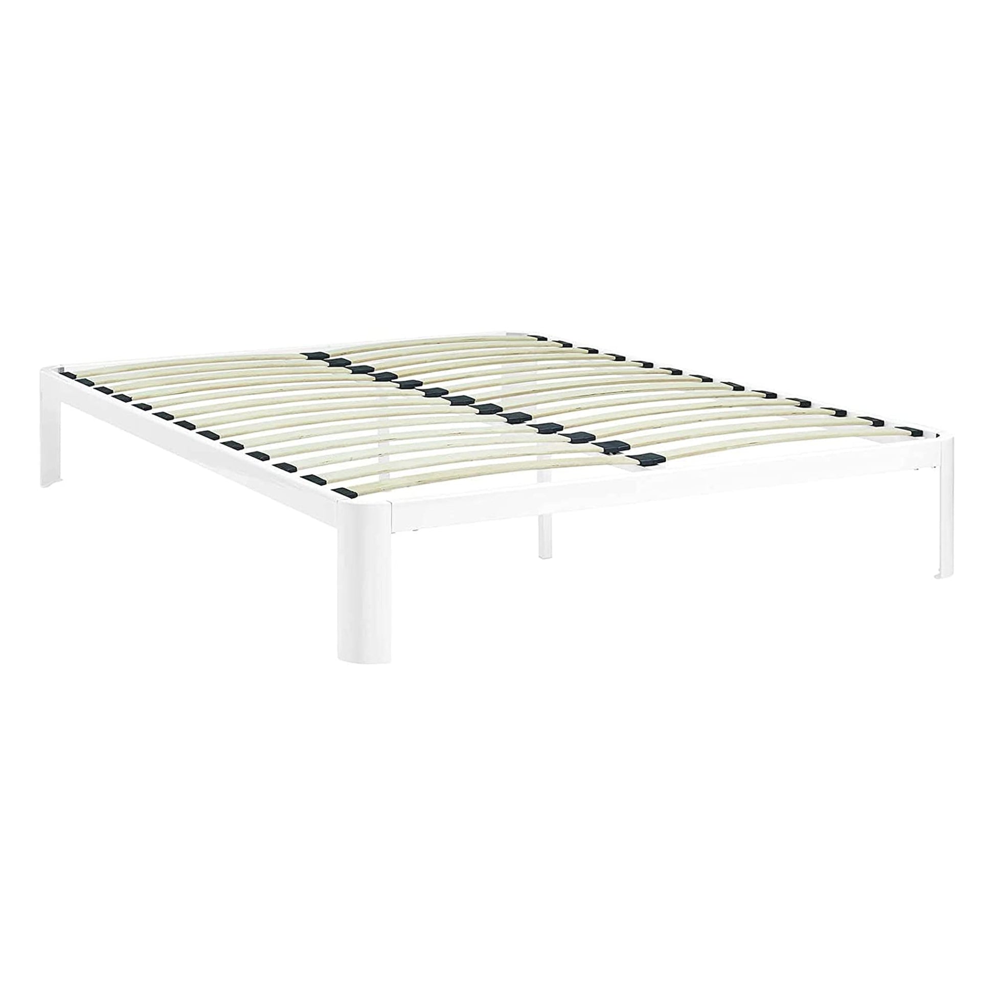 bed frames | CasaFoyer Corinne Queen Bed Frame | Sleek Design | Robust Steel Frame | Slatted Wood Support System | Fits Memory Foam, Spring, Latex, Hybrid Mattresses | Non-Marking Foot Pads | 1300 lbs Weight Capacity | White (Mattress Not Included) | casafoyer.myshopify.com