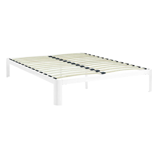 bed frames | CasaFoyer Corinne Queen Bed Frame | Sleek Design | Robust Steel Frame | Slatted Wood Support System | Fits Memory Foam, Spring, Latex, Hybrid Mattresses | Non-Marking Foot Pads | 1300 lbs Weight Capacity | White (Mattress Not Included) | casafoyer.myshopify.com