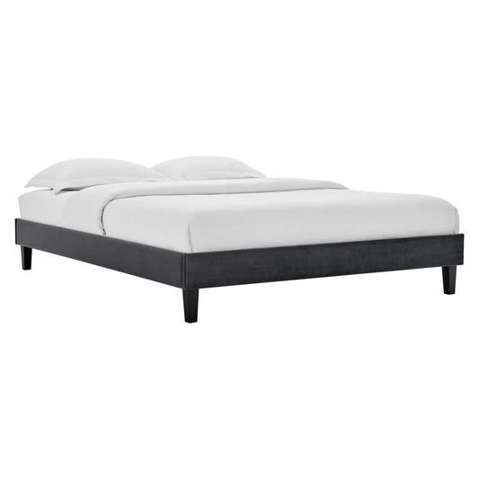 adjustable bed bases | CasaFoyer Reign King Performance Velvet Platform Bed Frame | Elegant Stain-Resistant Velvet | Sturdy Design | No Box Spring Needed | Supports Memory Foam, Latex, Innerspring, Hybrid Mattresses | Easy Assembly | 800 lb Weight Capacity | Charcoal | casafoyer.myshopify.com