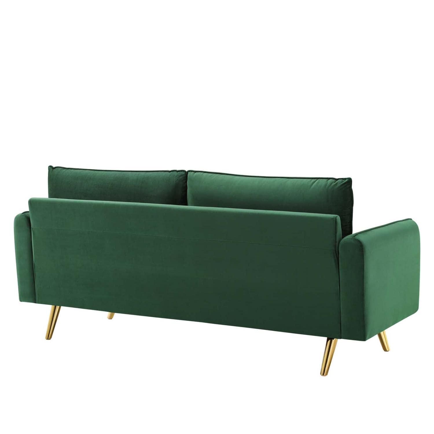 sofas | CasaFoyer Revive Upholstered Performance Velvet Sofa | Comfortable & Stylish Design | Stain-Resistant Upholstery | Splayed Gold Legs | Emerald | casafoyer.myshopify.com