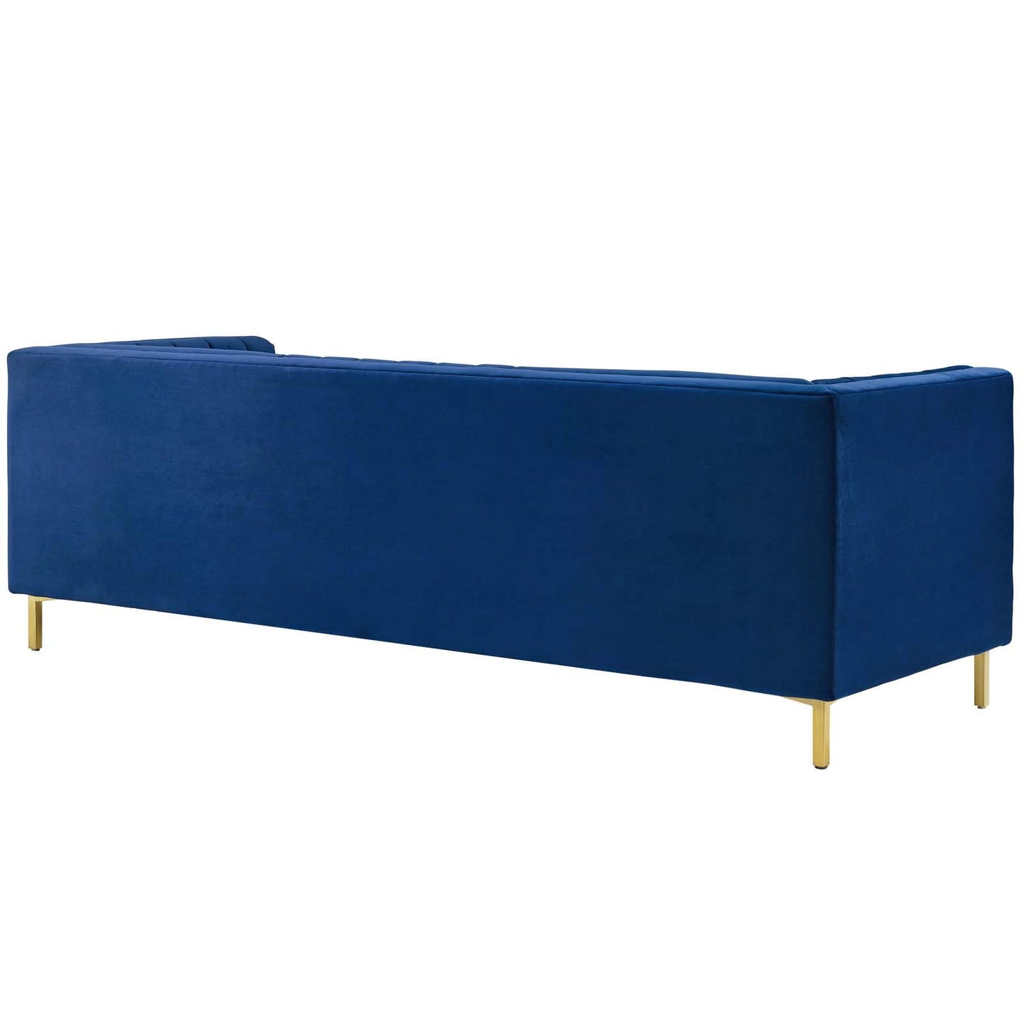 sofas | CasaFoyer Ingenuity Channel Tufted Performance Velvet Sofa | Retro-Modern Design | Stain-Resistant Upholstery | Dense Foam Cushions | Gold Legs | casafoyer.myshopify.com