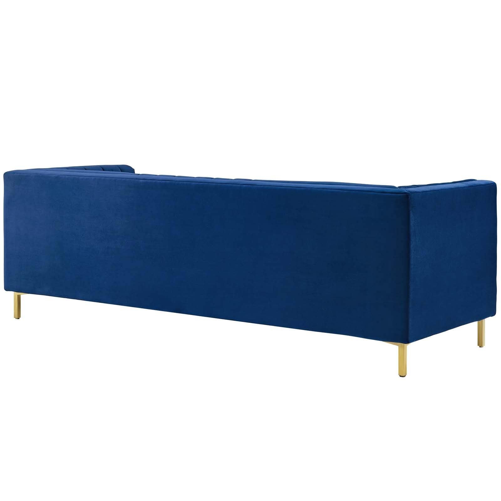 sofas | CasaFoyer Ingenuity Channel Tufted Performance Velvet Sofa | Retro-Modern Design | Stain-Resistant Upholstery | Dense Foam Cushions | Gold Legs | casafoyer.myshopify.com