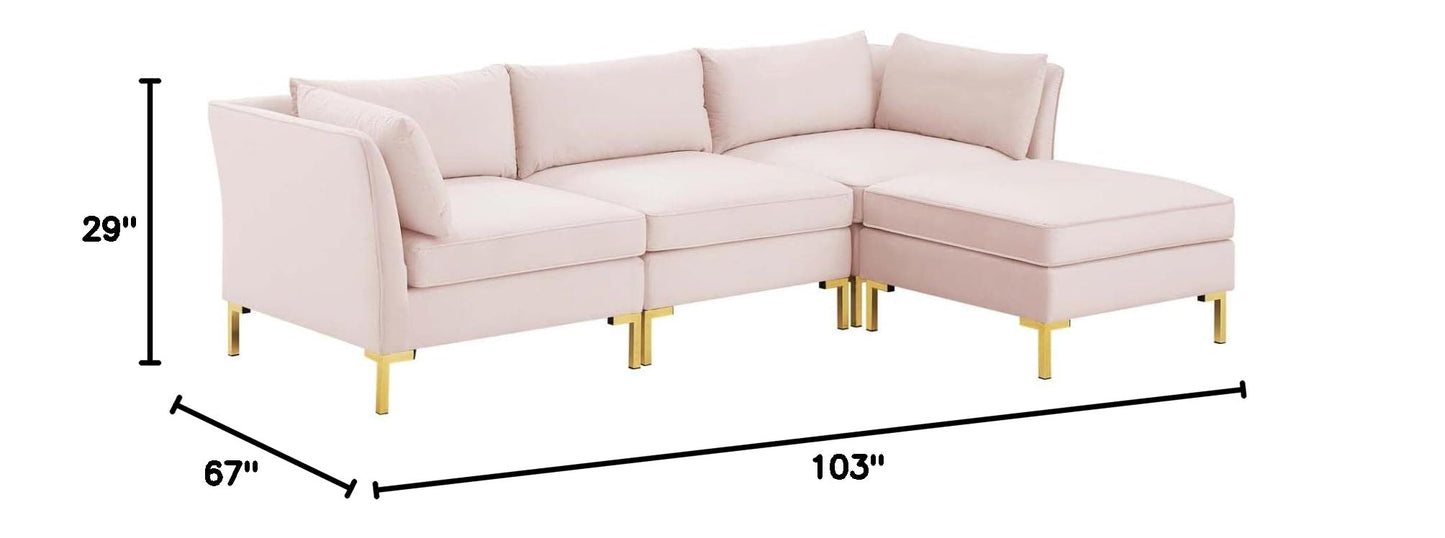 kitchen and dining room sets | CasaFoyer Ardent Performance Velvet 4-Piece Sectional Sofa | Vintage Modern Glam Deco Style | Stain-Resistant Velvet | Comfortable & Durable | Gold Metal Legs | 440 lbs Weight Capacity | casafoyer.myshopify.com