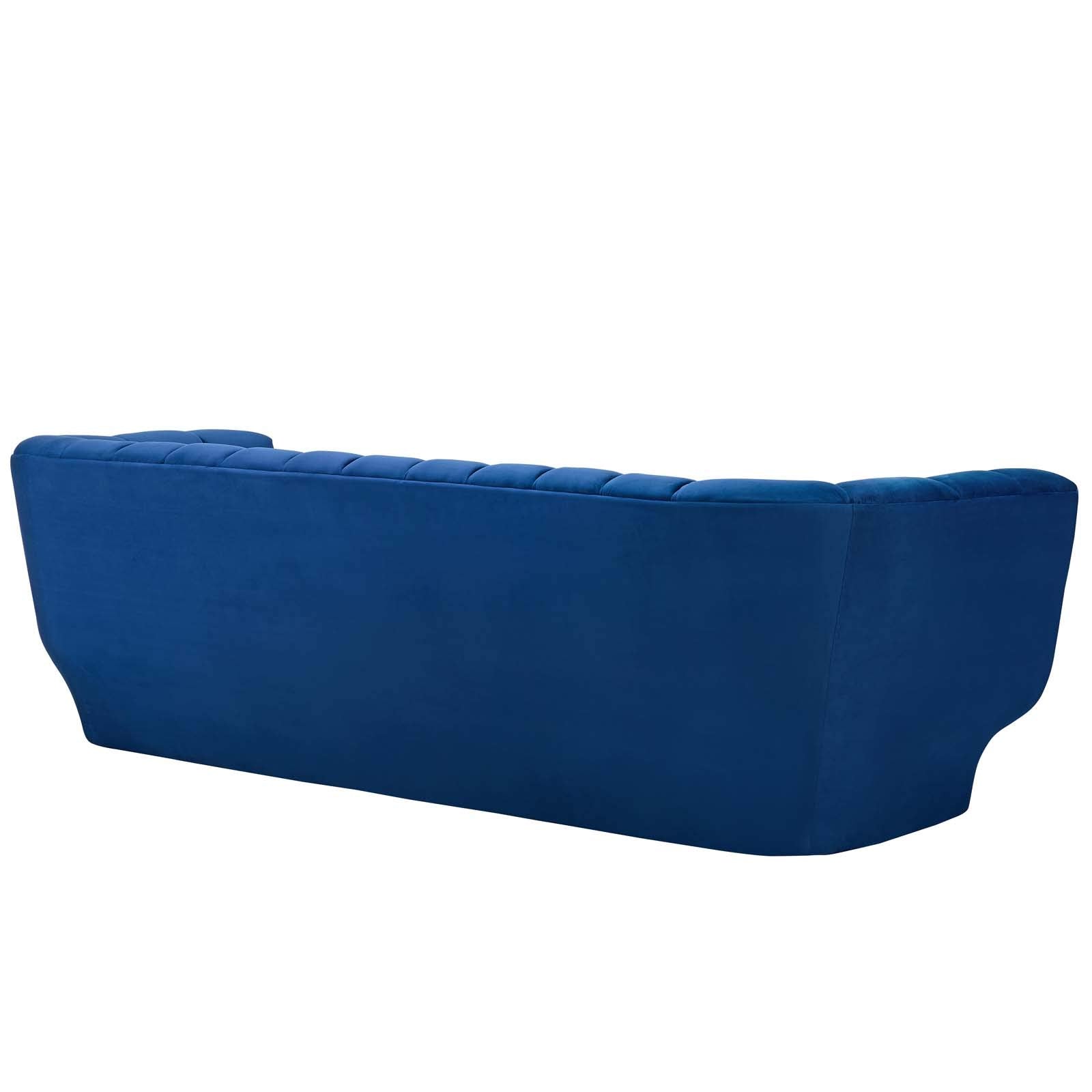 sofas | CasaFoyer Entertain Vintage-Inspired Sofa | Plush Tufted Stain-Resistant Velvet | Extra Wide 900 lbs Weight Capacity | Elegant Rimmed Base | Navy | casafoyer.myshopify.com