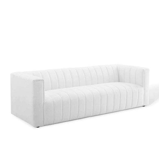 sofas | CasaFoyer Sophisticated Reflection Channel Tufted Fabric Sofa | Retro Modern Design | Comfortable & Durable | Suitable for Living Room, Lounge or Home Office | White | casafoyer.myshopify.com