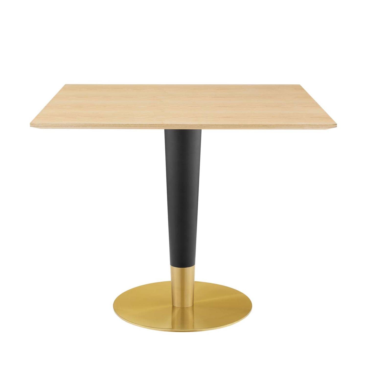 patio dining tables | CasaFoyer Zinque Dining Table | Stylish Modern Mid-Century Design | 36 Square | Black & Gold Base | Durable MDF & Wood Grain Veneer | Easy to Clean | Non-Marking Ring | Assembly Required | casafoyer.myshopify.com