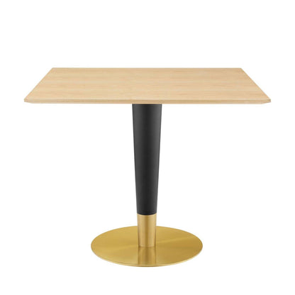 patio dining tables | CasaFoyer Zinque Dining Table | Stylish Modern Mid-Century Design | 36 Square | Black & Gold Base | Durable MDF & Wood Grain Veneer | Easy to Clean | Non-Marking Ring | Assembly Required | casafoyer.myshopify.com