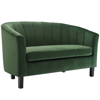 sofas | CasaFoyer Prospect Performance Velvet Loveseat | Modern Twist | Stain-Resistant | Elegant Channel Tufting | Retro Design | Comfortable & Durable | Emerald | casafoyer.myshopify.com