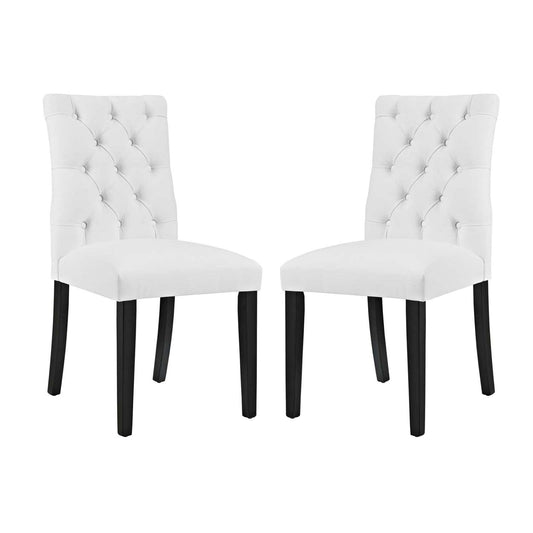 home office desk chairs | CasaFoyer Duchess Dining Chair Set of 2 | Elegant Curvy Design | Tufted Button Back | Comfortable Foam Padding | Vinyl Upholstery | Wood Legs | Non-Marking Foot Caps | White | casafoyer.myshopify.com