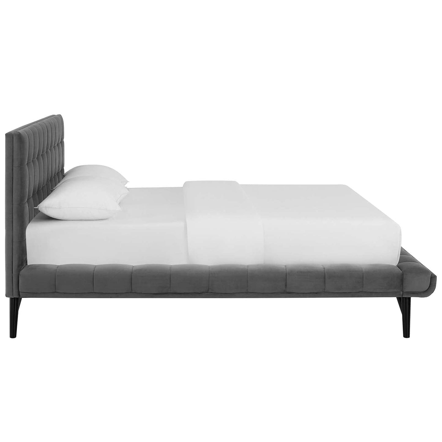 adjustable bed bases | CasaFoyer Julia Queen Platform Bed | Sturdy Plywood Frame | Biscuit Tufted Headboard | Performance Velvet Upholstery | No Box Spring Needed | Gray | casafoyer.myshopify.com