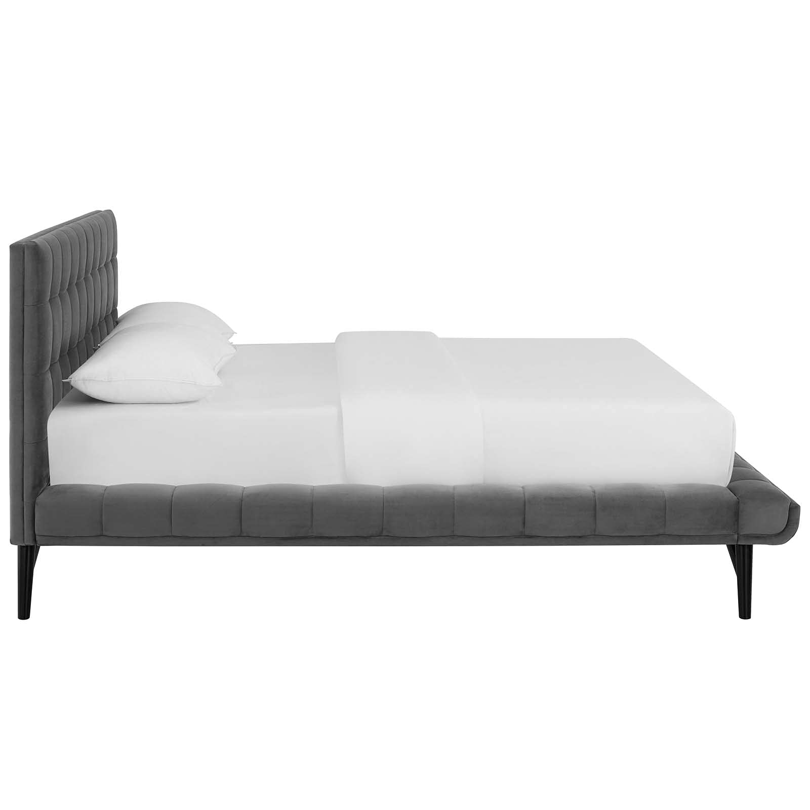 adjustable bed bases | CasaFoyer Julia Queen Platform Bed | Sturdy Plywood Frame | Biscuit Tufted Headboard | Performance Velvet Upholstery | No Box Spring Needed | Gray | casafoyer.myshopify.com