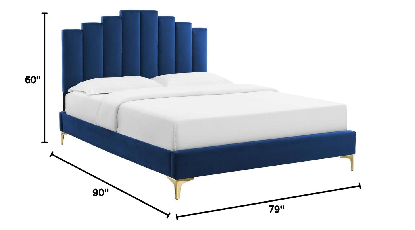 adjustable bed bases | CasaFoyer Elise Performance Velvet King Platform Bed | Glamorous Deco Style | Stain-Resistant Velvet | Gold Metal Legs | Supports 800 lbs | Includes Headboard & Bed Frame | casafoyer.myshopify.com