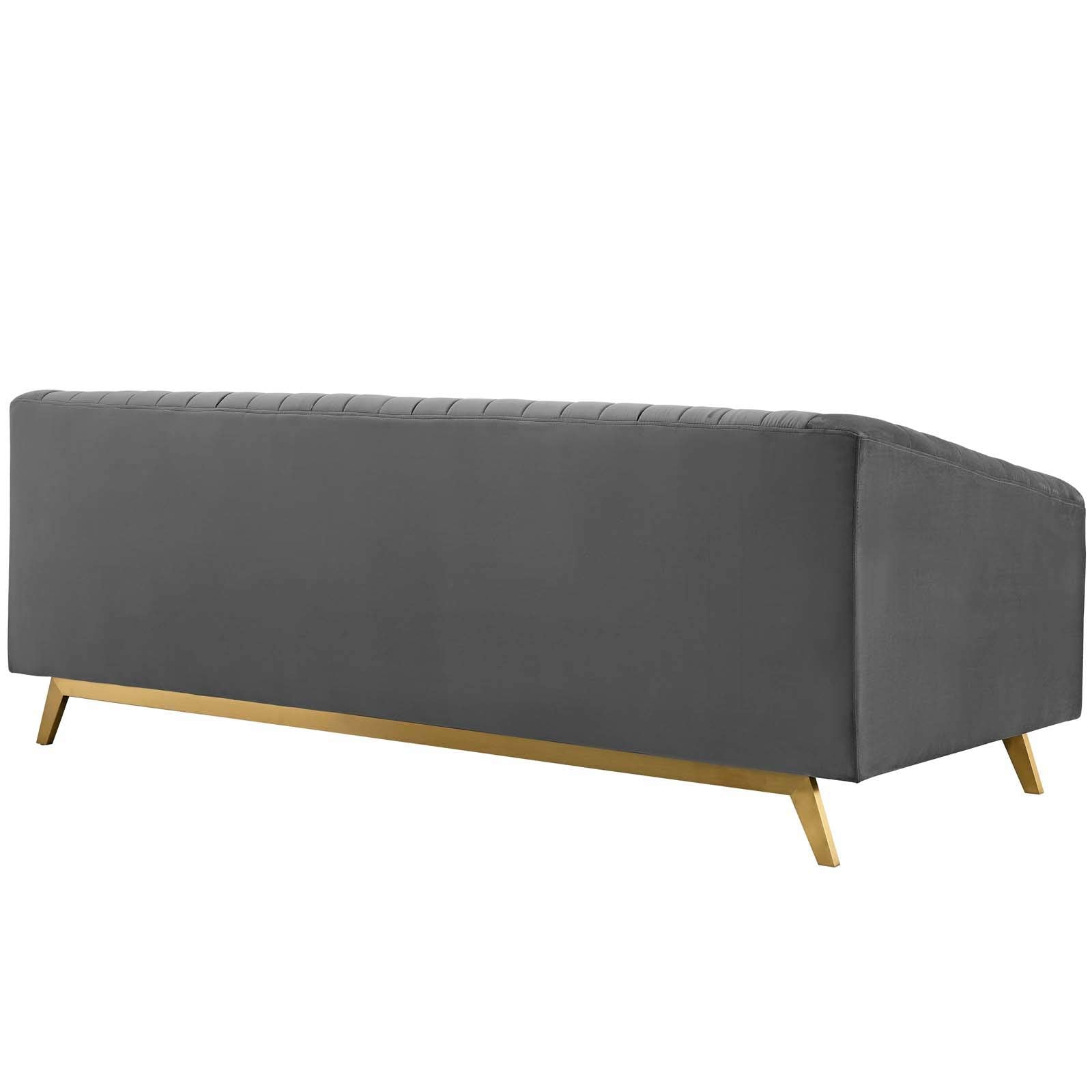 home office desk chairs | CasaFoyer Valiant Performance Velvet Sofa | Retro Modern Design | Vertical Channel Tufting | Stain-Resistant Upholstery | Luxurious Comfort | Gold Stainless Steel Legs | 900 lbs Capacity | casafoyer.myshopify.com