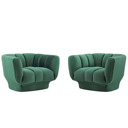 home office desk chairs | CasaFoyer Entertain Armchair Set of 2 | Vintage-Inspired Design | Plush Velvet Upholstery | Waterfall Effect | Luxurious Comfort | Green | casafoyer.myshopify.com