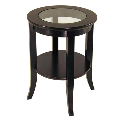 TABLE | Ergode Elegant Genoa Round End Table | Glass Inset | Shelf | 18.4W x 18.4D x 22.5H | Enhance Living Room Decor | casafoyer.myshopify.com