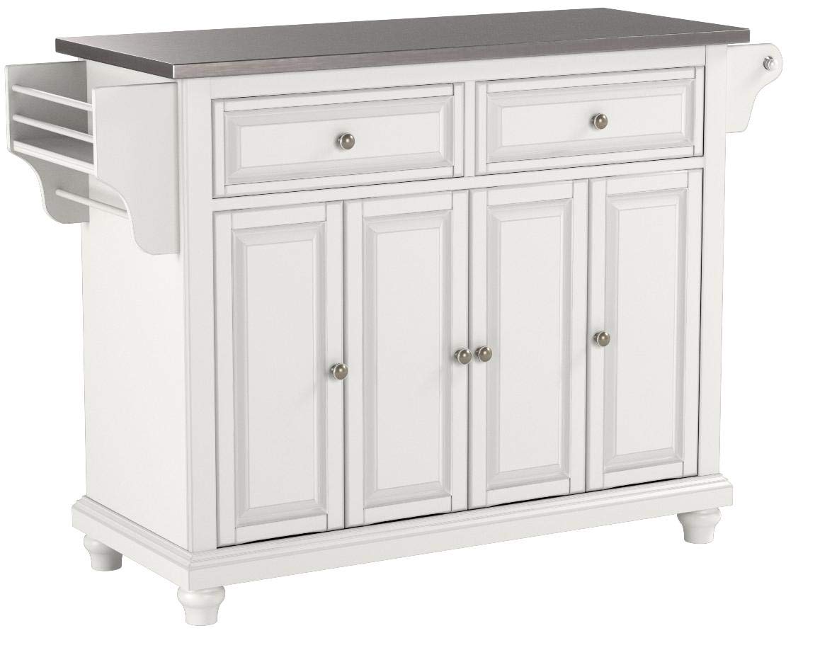 Kitchen Storage | Durable Solid Hardwood Kitchen Island | Raised Panel Doors | Ample Storage Space | Elegant & Functional | White Finish | casafoyer.myshopify.com