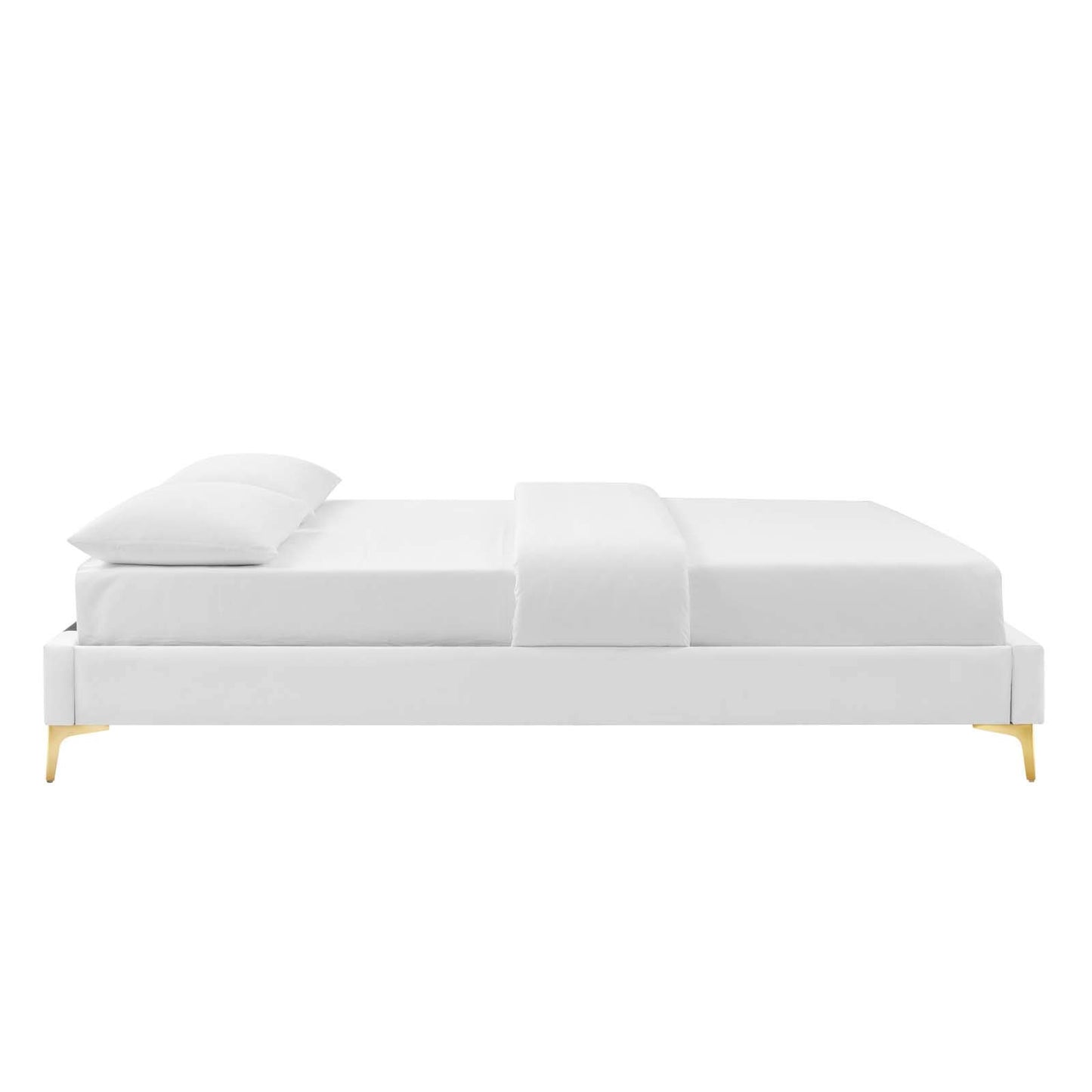 bed frames | CasaFoyer Sutton Performance Velvet King Bed Frame | Stain-Resistant | Durable | No Box Spring Needed | Gold Metal Legs | 800 lbs Capacity | casafoyer.myshopify.com