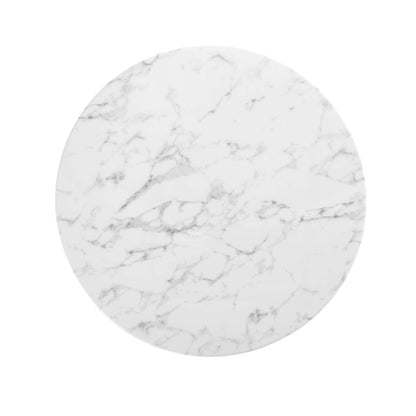Dining Table | Lippa 40 Round Artificial Marble Dining Table | Timeless Modern Design | Scratch Resistant Finish | Tapered Metal Base | White | casafoyer.myshopify.com