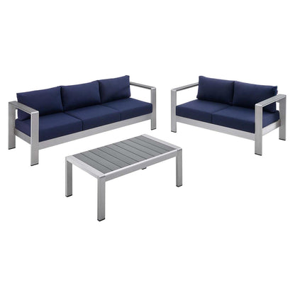 kitchen and dining room sets | CasaFoyer Shore Aluminum 3 Piece Outdoor Patio Furniture Set | Sturdy Anodized Frames | Sunbrella Cushions | Coffee Table, Loveseat, Sofa | casafoyer.myshopify.com