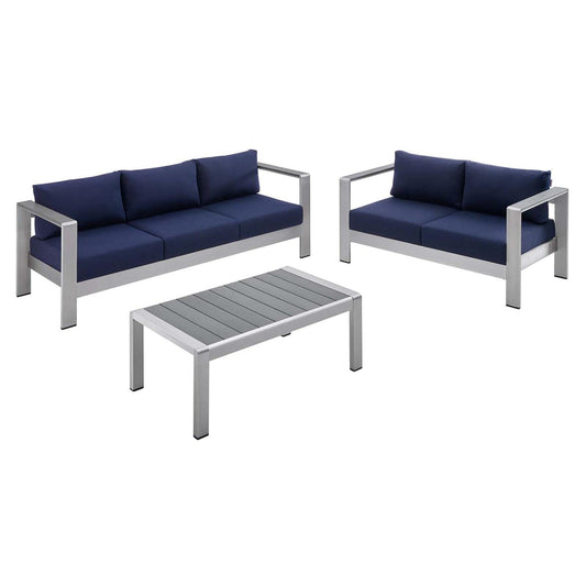 kitchen and dining room sets | CasaFoyer Shore Aluminum 3 Piece Outdoor Patio Furniture Set | Sturdy Anodized Frames | Sunbrella Cushions | Coffee Table, Loveseat, Sofa | casafoyer.myshopify.com