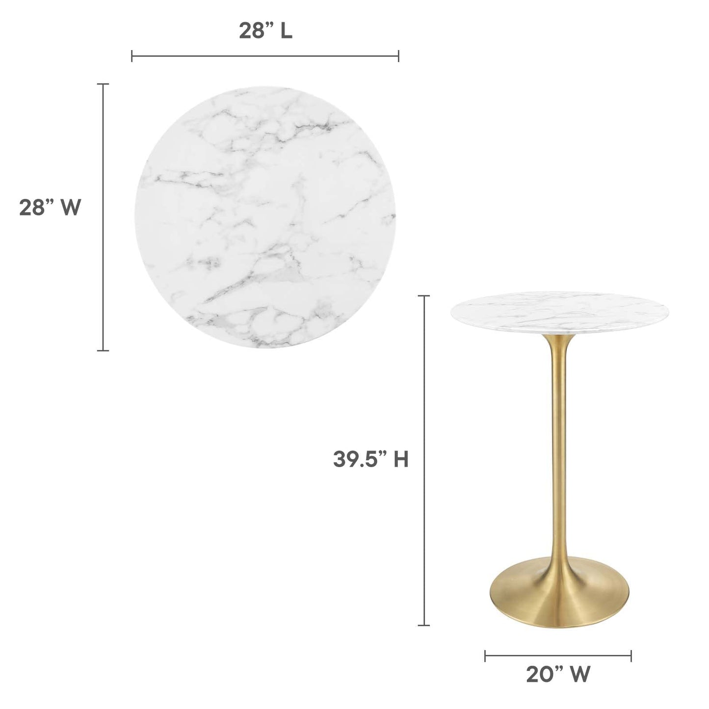 patio dining tables | CasaFoyer Lippa 28 Bar Table | Iconic Modern Design | Circular Marble Top | Scratch-Resistant Finish | Gold White | casafoyer.myshopify.com