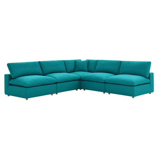 sofas | CasaFoyer Commix | Cozy 5-Piece Sectional Sofa Set | Teal | Plush Comfort | Modern Elegance | Polyester & Linen Upholstery | Solid Wood Construction | Down Filled Cushions | 331 lbs Weight Capacity | casafoyer.myshopify.com
