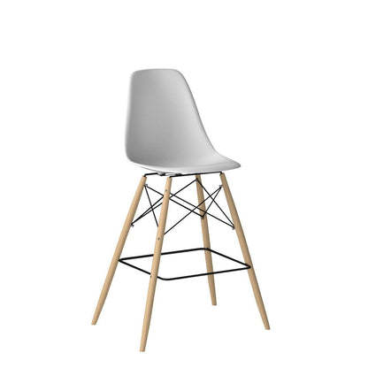 barstools | CasaFoyer Wood Pyramid Dining Side Bar Stool Set of 2 - White | Sturdy Molded Plastic Top | Solid Wood Legs | Foot Caps | casafoyer.myshopify.com