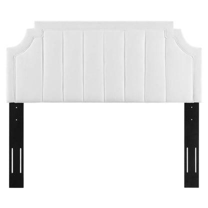 headboards | CasaFoyer Alyona Channel Tufted Performance Velvet Full/Queen Headboard | Glam Deco Style | Vintage Modern Elegance | Stain-Resistant | Adjustable | White | casafoyer.myshopify.com