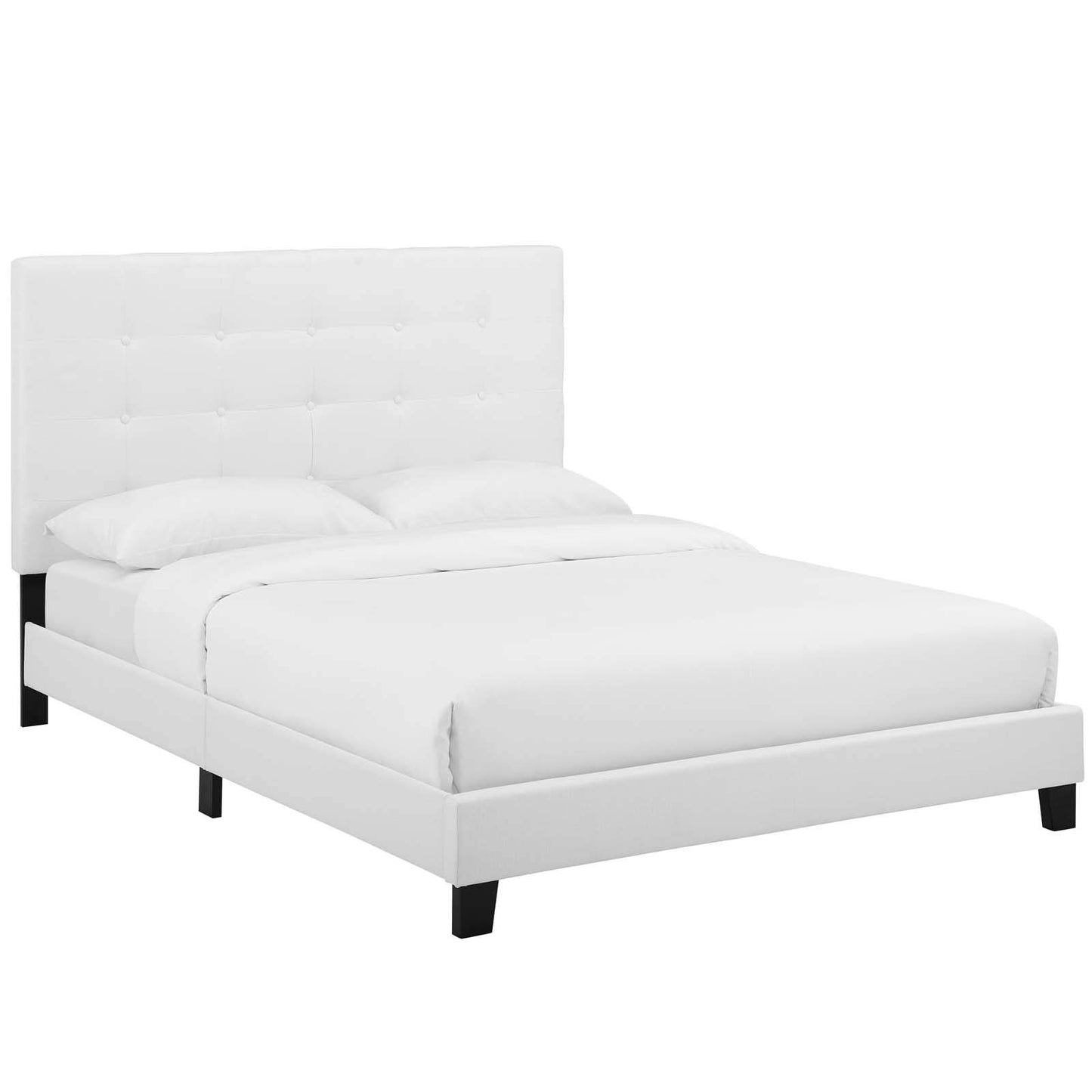 Bed | CasaFoyer Melanie Full Platform Bed | Chic Elegance | Contemporary Style | Wood Slat Support | White Upholstery | Sturdy Frame | 800 lbs Weight Capacity | casafoyer.myshopify.com
