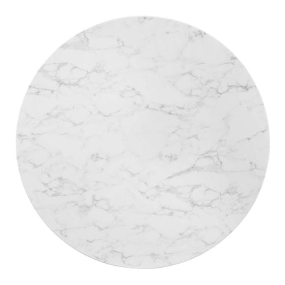 patio dining tables | CasaFoyer Tupelo 47 Dining Table | Modern Style | Mid-Century Charm | Polished Gold Metal Base | Artificial Marble Top | Easy Maintenance | Non-Marking Ring | casafoyer.myshopify.com