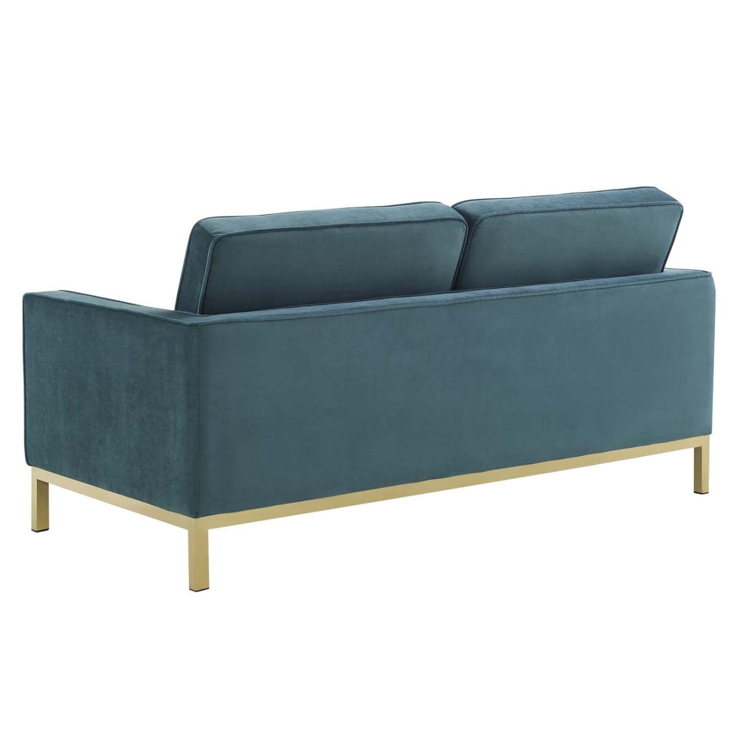 home office desk chairs | CasaFoyer Loft Button Tufted Performance Velvet Loveseat | Retro Modern Design | Gold Teal | casafoyer.myshopify.com