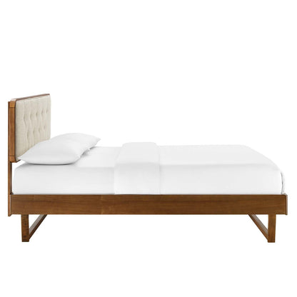 bed frames | CasaFoyer Bridgette Tufted Wood Full Platform Bed | Retro Charm | Natural Beauty | Sturdy Frame | No Box Spring Needed | Walnut Beige | casafoyer.myshopify.com