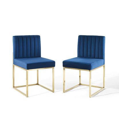 home office desk chairs | CasaFoyer Carriage Channel Tufted Performance Velvet Dining Chair | Gold Sled Base | Set of 2 | Stain-Resistant | Art Deco Inspired | 331 lbs Weight Capacity | casafoyer.myshopify.com