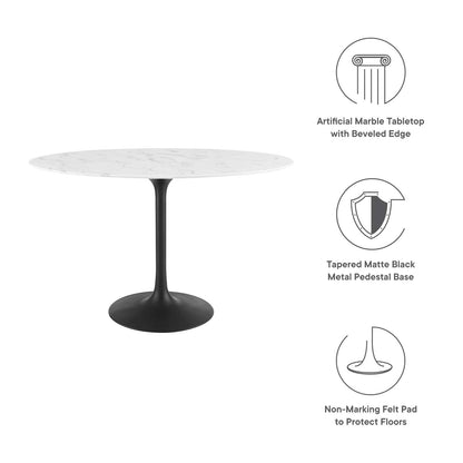 patio dining tables | CasaFoyer Lippa 48 Oval Artificial Marble Dining Table | Timeless Modern Design | Scratch Resistant Finish | Black White | casafoyer.myshopify.com