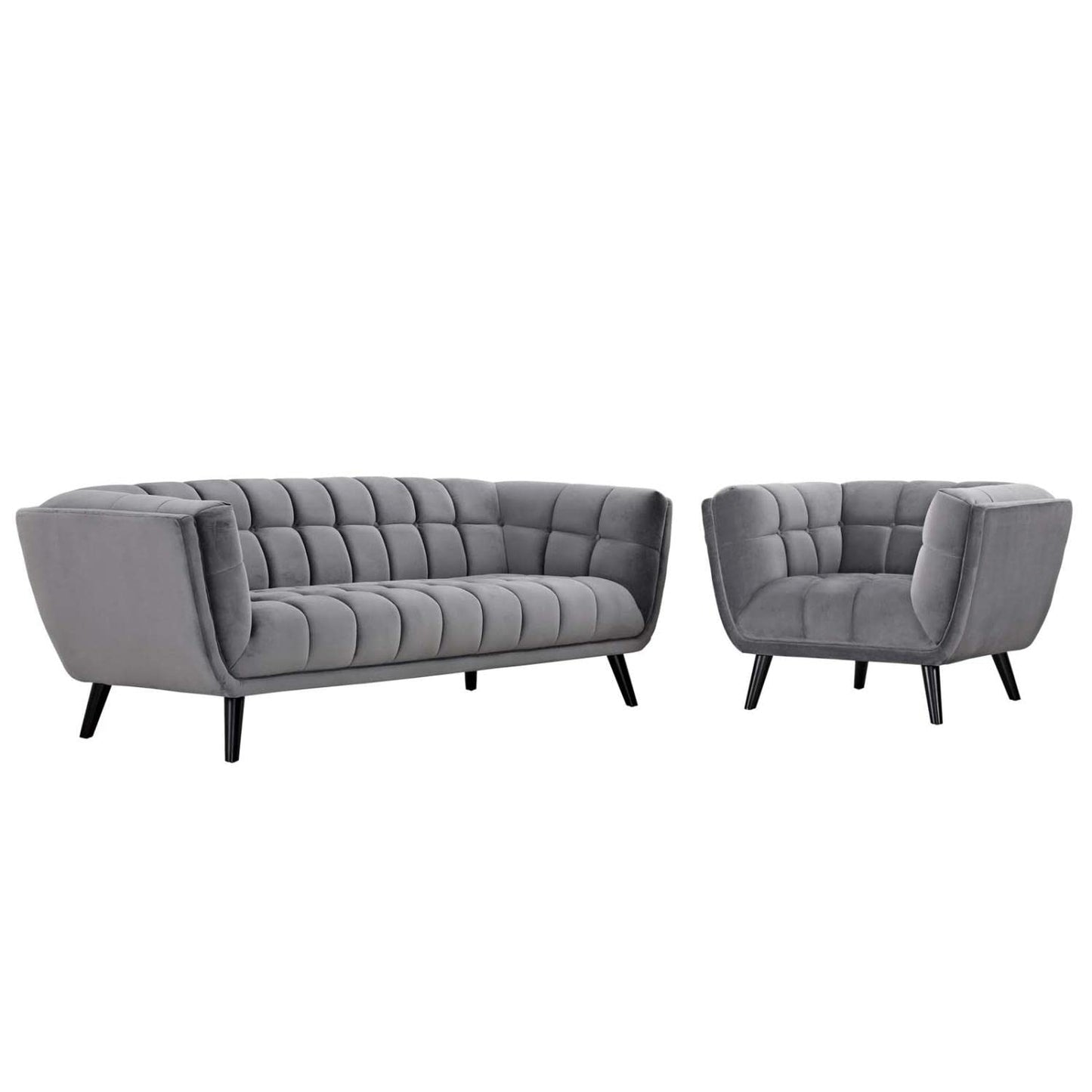 kitchen and dining room sets | CasaFoyer Bestow Performance Velvet Living Room Set | Opulent Design | Stain-Resistant Upholstery | Button Tufting | Comfortable Foam Padding | Black Finish Wood Legs | Mid-Century, Modern Farmhouse, Contemporary | Includes Sofa & Armchair | casafoyer.myshopify.com