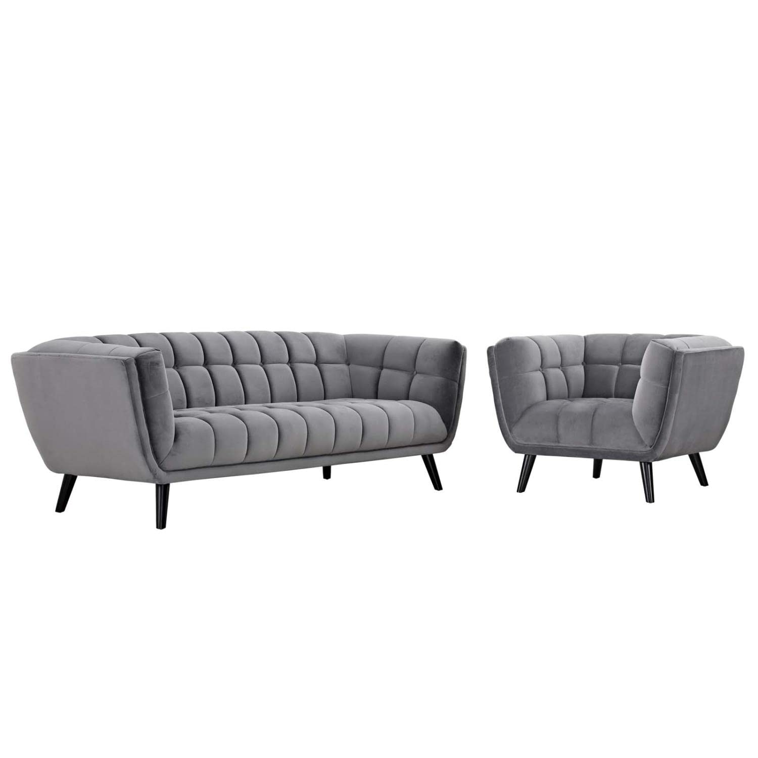 kitchen and dining room sets | CasaFoyer Bestow Performance Velvet Living Room Set | Opulent Design | Stain-Resistant Upholstery | Button Tufting | Comfortable Foam Padding | Black Finish Wood Legs | Mid-Century, Modern Farmhouse, Contemporary | Includes Sofa & Armchair | casafoyer.myshopify.com