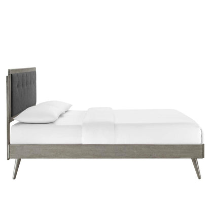 adjustable bed bases | CasaFoyer Willow Tufted Wood Full Platform Bed | Mid-Century Design | Upholstered Headboard | Sturdy Wood Frame | Splayed Legs | Gray Charcoal | casafoyer.myshopify.com