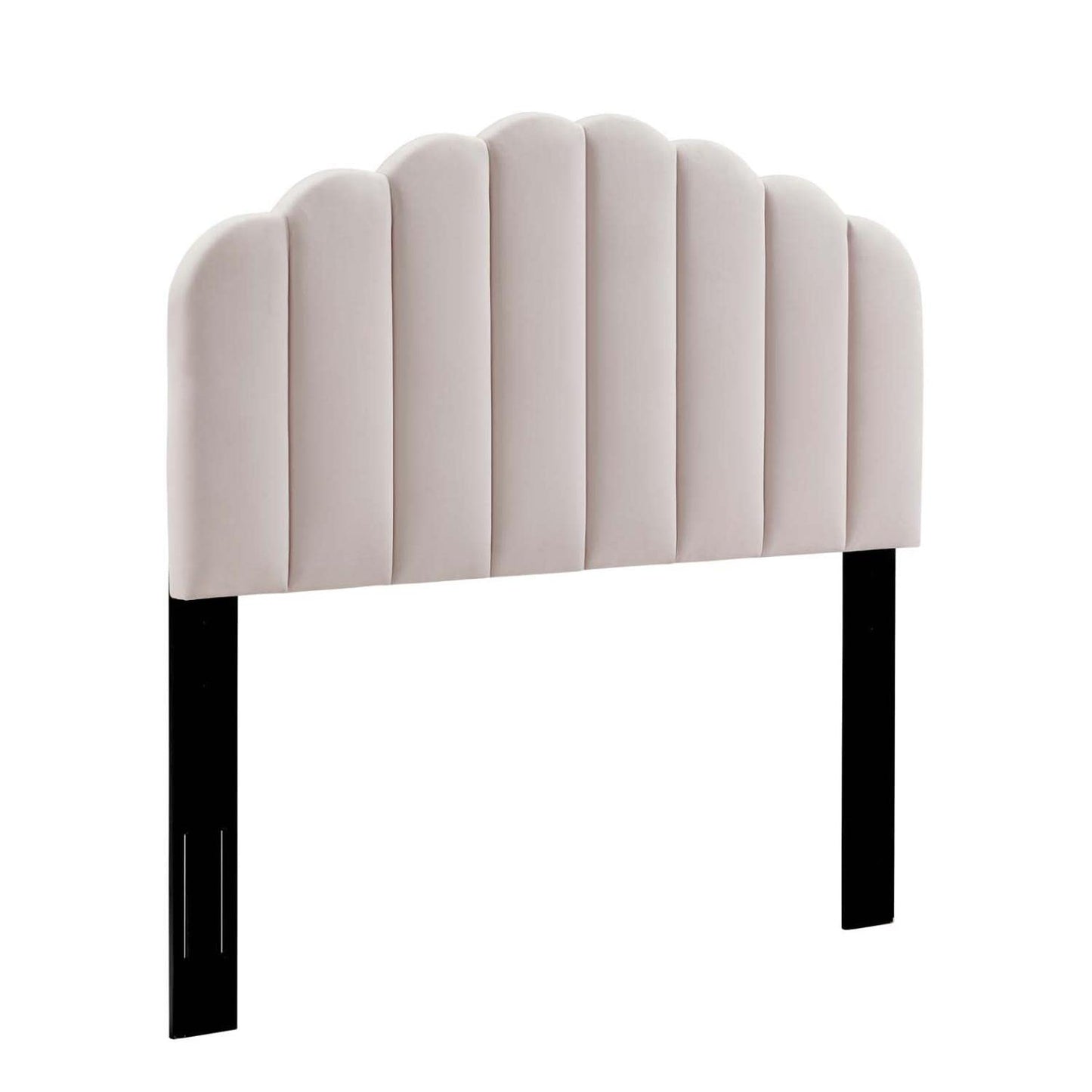headboards | CasaFoyer Veronique Channel Tufted Scalloped Performance Velvet King/California King Headboard | Luxurious Vintage Glamour | Stain-Resistant Upholstery | Adjustable Height | Pink | casafoyer.myshopify.com