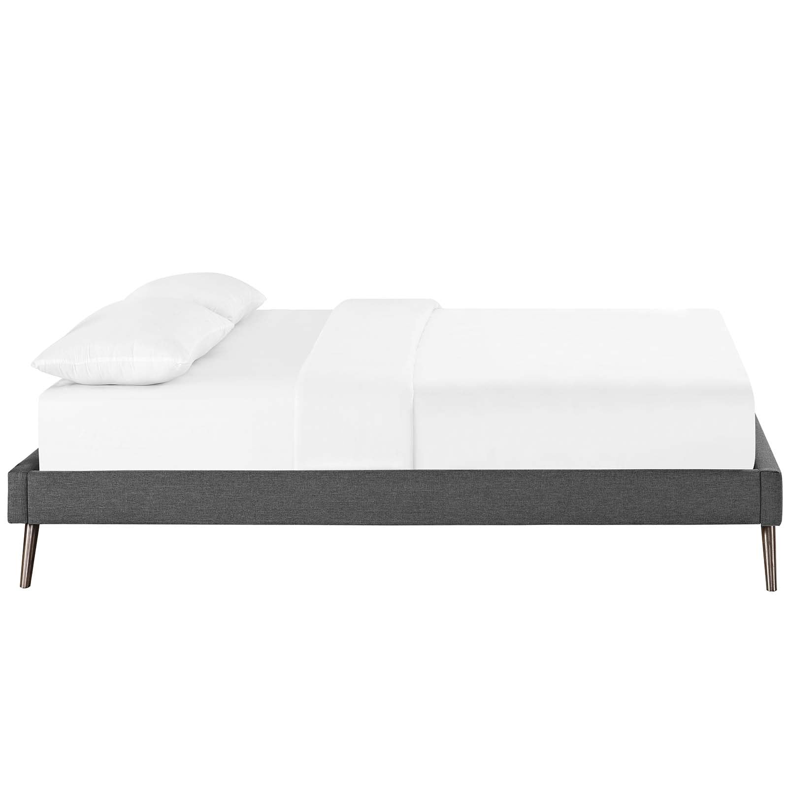Bed | CasaFoyer Loryn Platform Bed | Solid Wood Frame | Polyester Upholstery | Tapered Legs | No Box Spring Needed | Compatible with Memory Foam Mattresses | Gray | casafoyer.myshopify.com