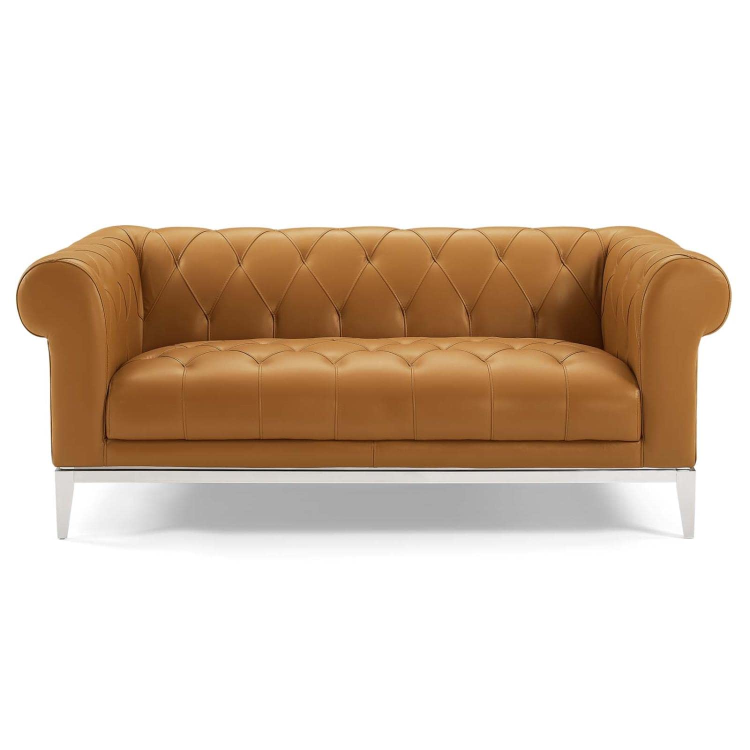 sofas | CasaFoyer Idyll Leather Chesterfield Loveseat | Spacious | Opulent | Tufted Button Accents | Supple Leather Upholstery | 70 inches | Polished Stainless Steel Frame | 600 lbs Capacity | casafoyer.myshopify.com