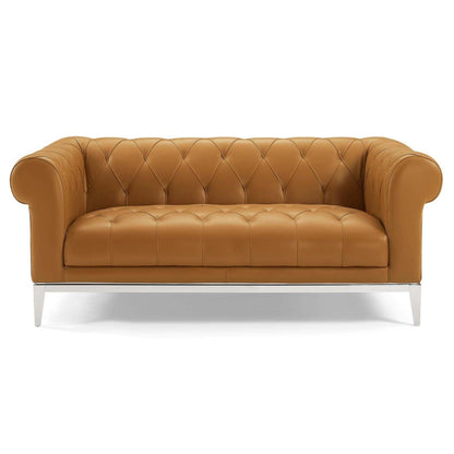 sofas | CasaFoyer Idyll Leather Chesterfield Loveseat | Spacious | Opulent | Tufted Button Accents | Supple Leather Upholstery | 70 inches | Polished Stainless Steel Frame | 600 lbs Capacity | casafoyer.myshopify.com