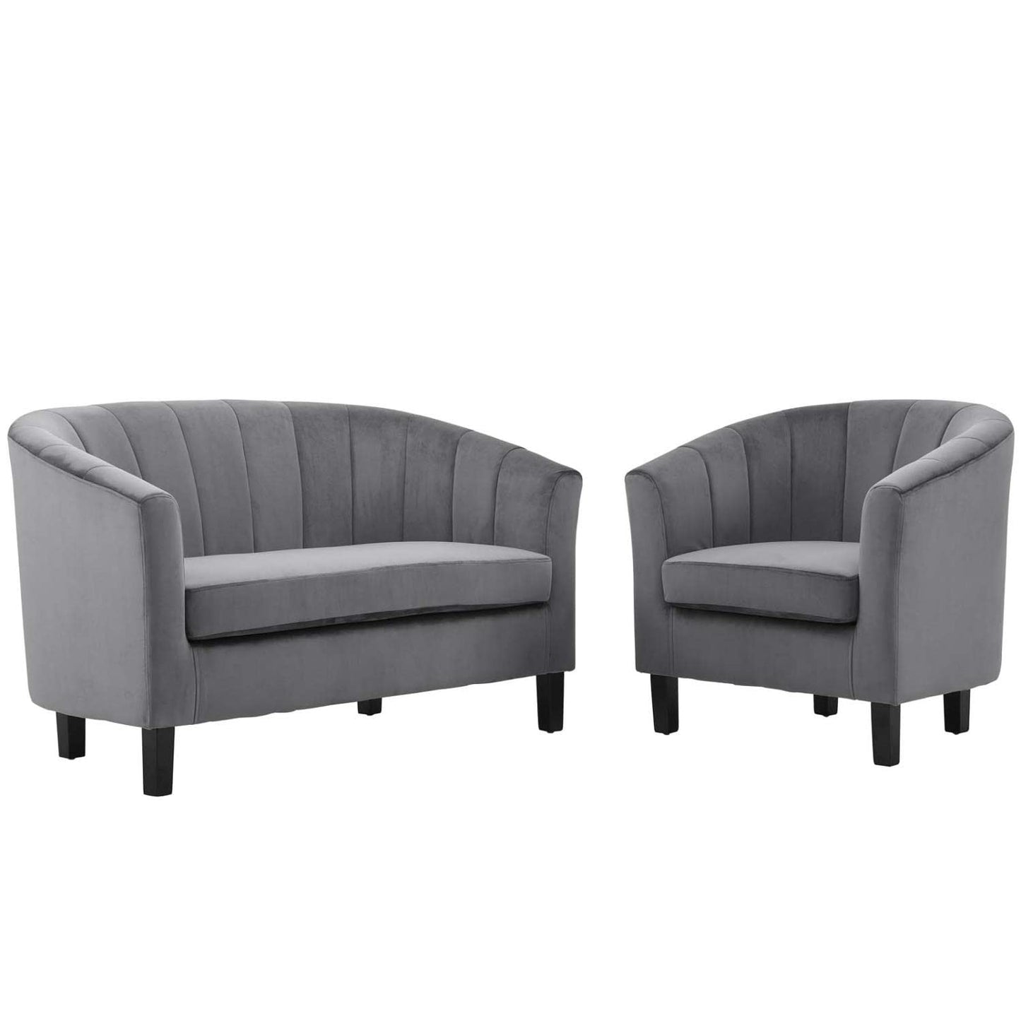 kitchen and dining room sets | CasaFoyer Prospect Performance Velvet Loveseat & Armchair Set | Modern Design | Stain-Resistant Fabric | Comfortable & Durable | Gray | casafoyer.myshopify.com