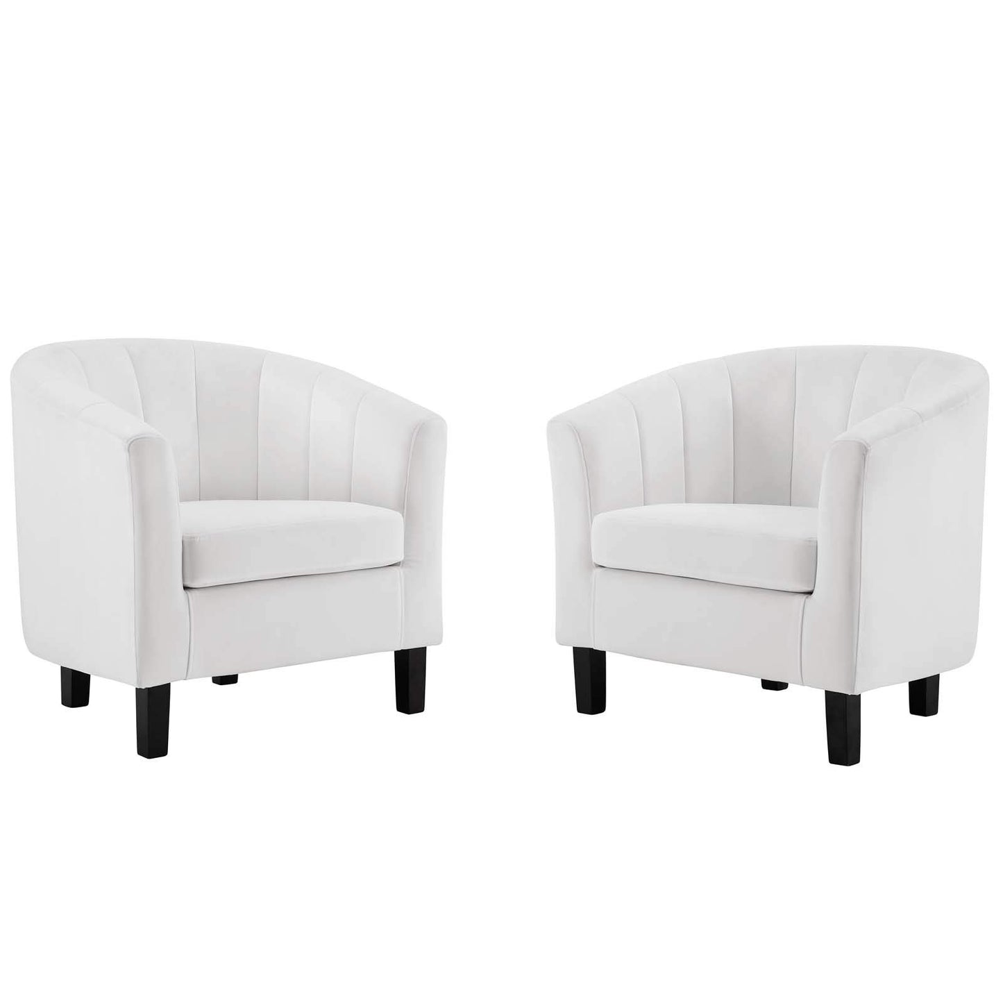 home office desk chairs | CasaFoyer Prospect Performance Velvet Armchair Set of 2 | Stain-Resistant | Channel Tufted | Retro Modern Design | Comfortable & Stylish | White | casafoyer.myshopify.com
