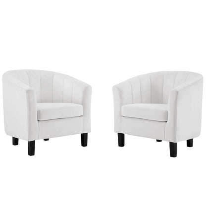 home office desk chairs | CasaFoyer Prospect Performance Velvet Armchair Set of 2 | Stain-Resistant | Channel Tufted | Retro Modern Design | Comfortable & Stylish | White | casafoyer.myshopify.com