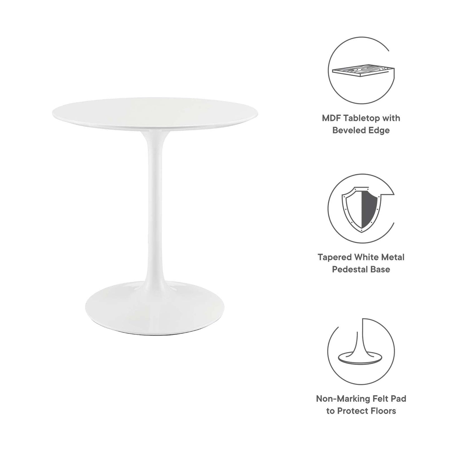 Dining Table | Lippa 28 Round Dining Table | Iconic Modern Design | White Top | Metal Base | Chip-Resistant Finish | casafoyer.myshopify.com