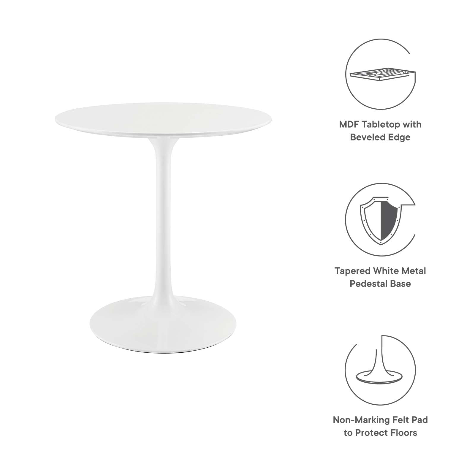 Dining Table | Lippa 28 Round Dining Table | Iconic Modern Design | White Top | Metal Base | Chip-Resistant Finish | casafoyer.myshopify.com