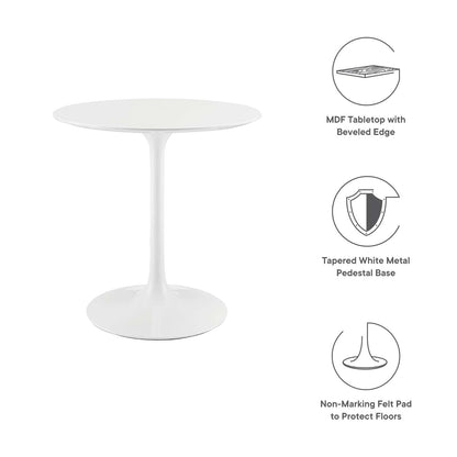 Dining Table | Lippa 28 Round Dining Table | Iconic Modern Design | White Top | Metal Base | Chip-Resistant Finish | casafoyer.myshopify.com
