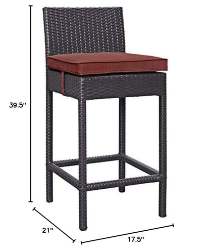 STOOL_SEATING | Convene Outdoor Bar Stool | Synthetic Rattan | Aluminum Frame | Weather-Resistant Cushions | Elevate Your Outdoor Dining Experience | casafoyer.myshopify.com