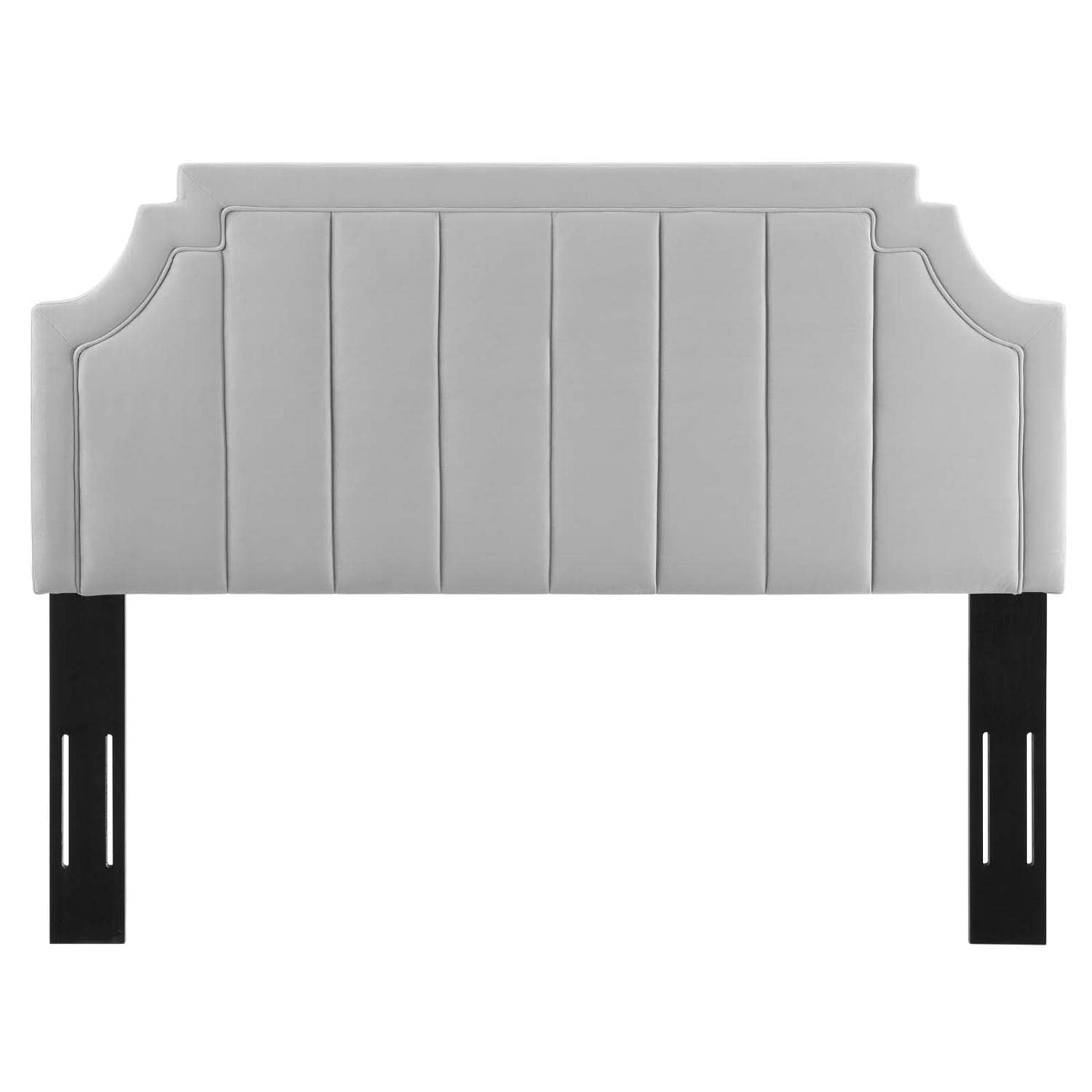headboards | CasaFoyer Alyona Channel Tufted Performance Velvet Twin Headboard | Luxurious Texture | Glam Deco Style | Stain-Resistant | Easy Assembly | Light Gray | casafoyer.myshopify.com